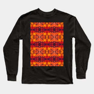 Red and Orange Stained Glass Looking Pattern  - WelshDesignsTP005 Long Sleeve T-Shirt